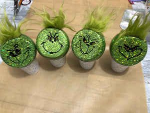 Set of 4 shatterproof Green  Christmas Bulbs Ornaments 2 5/8"