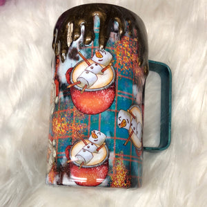 Cocoa Handled 20 ounce Finished Designer Tumbler Ready to ship!  20 ounce tumbler