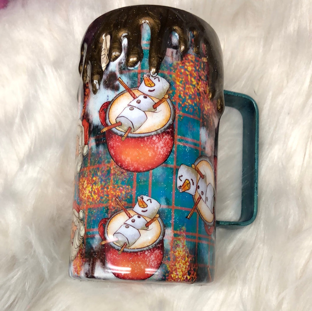 Cocoa Handled 20 ounce Finished Designer Tumbler Ready to ship!  20 ounce tumbler