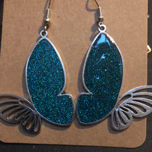 Load image into Gallery viewer, Turquoise butterflies dangle earrings
