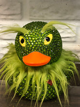 Load image into Gallery viewer, Large blinged Grinch Rubber Duck