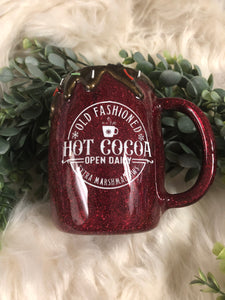Hot cocoa glitter mug Finished Designer Stainless Steel Coffee Mug #121  Ready to ship!