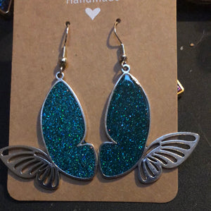 Turquoise butterflies dangle earrings