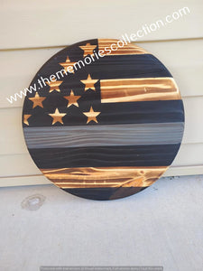 Circle Round Flag Distressed signs Personalized 24"