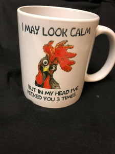 Hen Chicken with Bandanna or Rooster funny mug