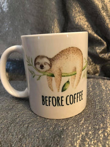 Before Coffee After Coffee Sloth mug