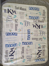Load image into Gallery viewer, Fleece Personalized Baby Blanket with name and monogram initials
