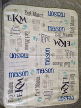 Load image into Gallery viewer, Fleece Personalized Baby Blanket with name and monogram initials