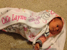Load image into Gallery viewer, Fleece Personalized Baby Blanket with name and monogram initials