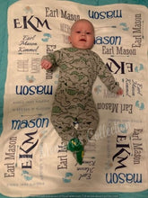 Load image into Gallery viewer, Fleece Personalized Baby Blanket with name and monogram initials