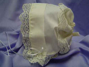Ivory Heart Lace Baby Handkerchief Magic Bonnet