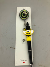 Load image into Gallery viewer, Beaded Rhinestone Badge Reel with Pen or Stylus added
