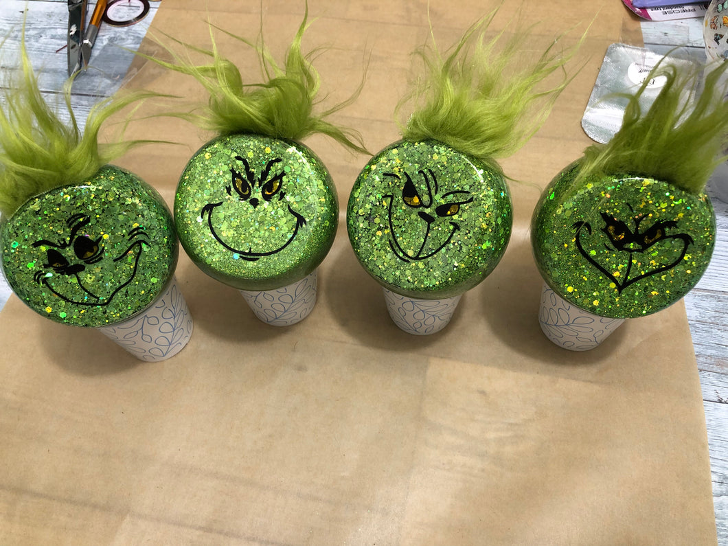Set of 4 shatterproof Green  Christmas Bulbs Ornaments 2 5/8