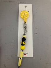 Load image into Gallery viewer, Beaded Rhinestone Badge Reel with Pen or Stylus added
