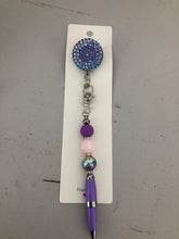 Load image into Gallery viewer, Beaded Rhinestone Badge Reel with Pen or Stylus added
