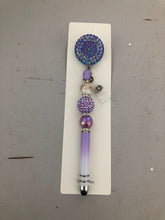 Load image into Gallery viewer, Beaded Rhinestone Badge Reel with Pen or Stylus added
