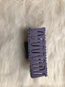 Bling rhinestone Hair clip bar Plum purple