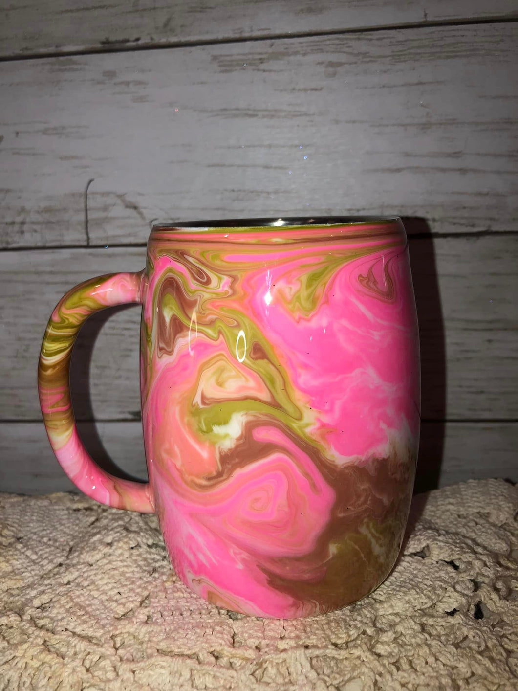 Pink Camo Camouflage Finished Designer Stainless Steel Coffee Mug   Ready to ship!