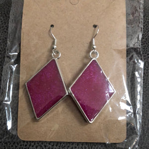 Pink fuschia dangle earrings.   Silver or gold