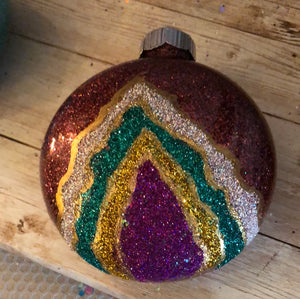 Geode Glass Christmas Ornament 4”  hand painted