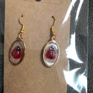 Ladybug dangle earrings