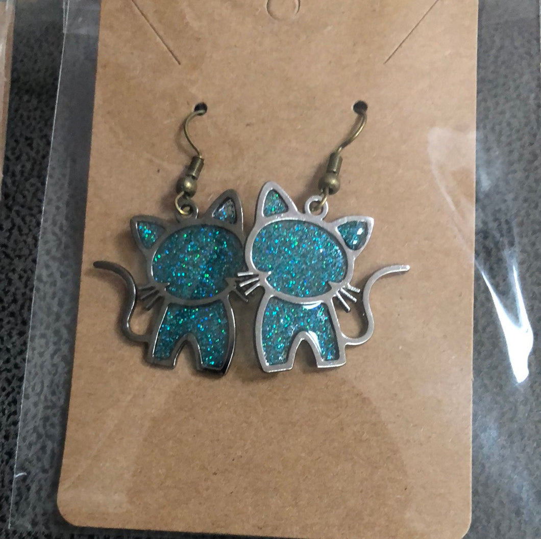 Cat kitty dangle earrings