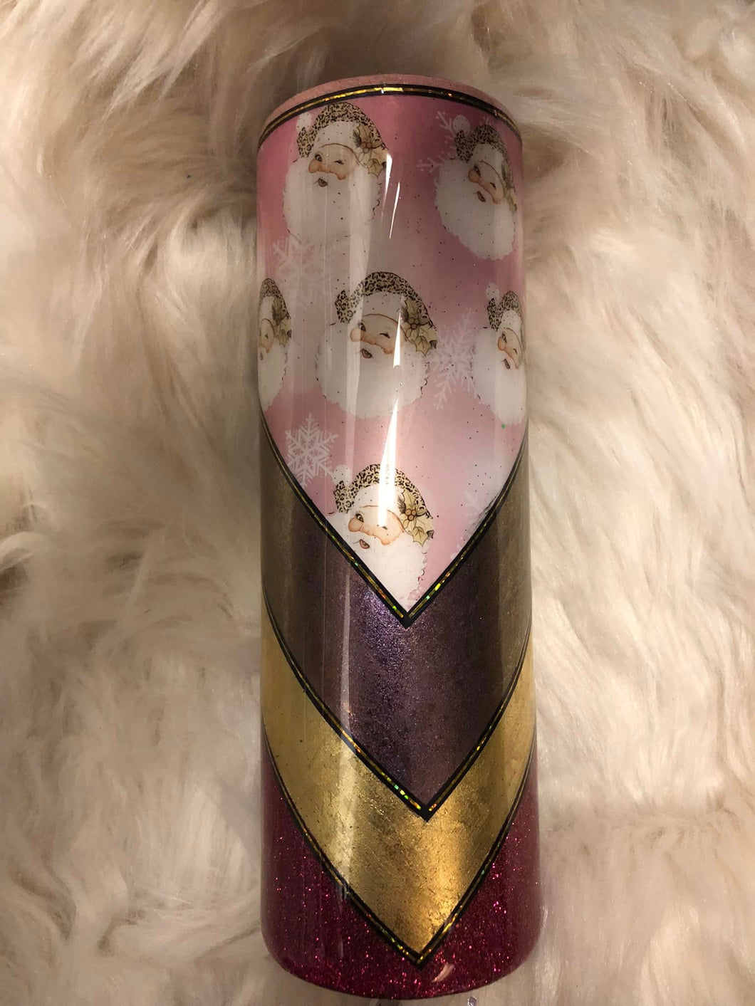 Pink Santa Christmas Finished30 ounce Designer Tumbler  Ready to ship!