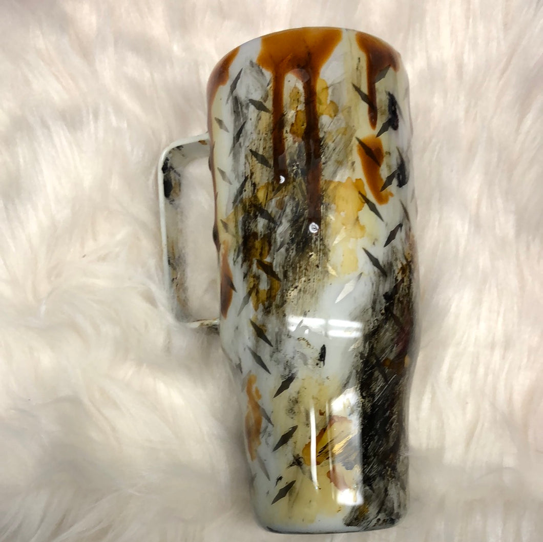 Grease monkey Finished Designer Tumbler with handle  Ready to ship!