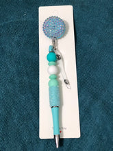 Load image into Gallery viewer, Beaded Rhinestone Badge Reel with Pen or Stylus added
