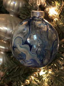 Set of 4 Glass Painted Christmas Ornaments Bulbs 2 5/8"