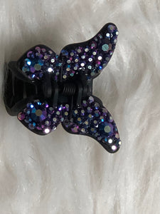 Bling rhinestone Hair Butterfly Black/ Purple iridescent