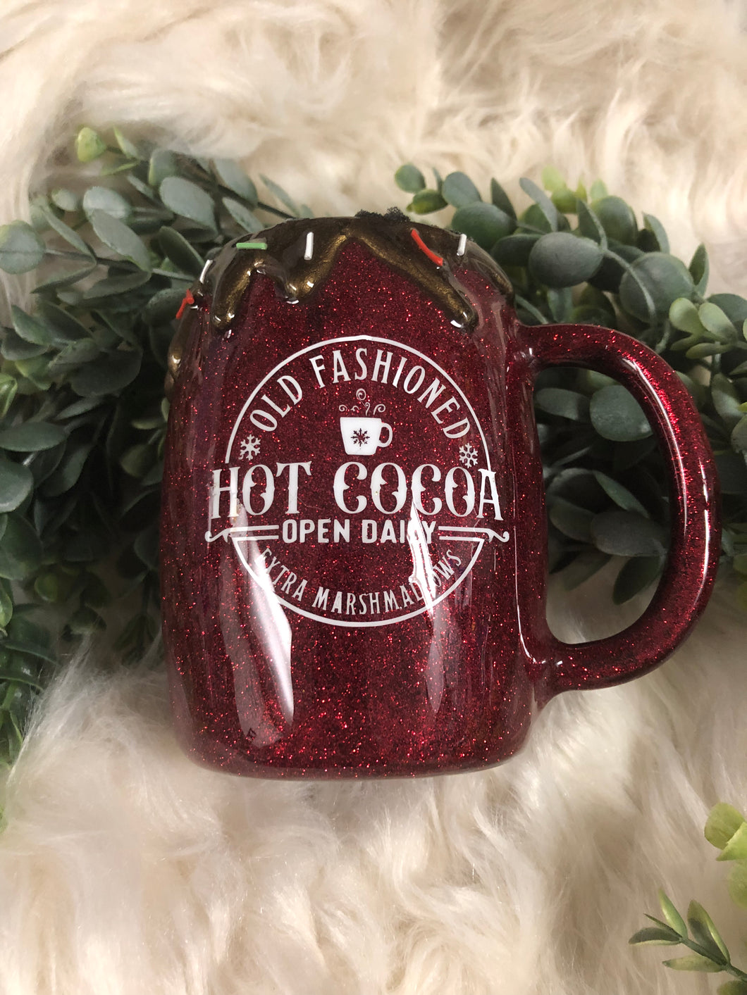 Hot cocoa glitter mug Finished Designer Stainless Steel Coffee Mug #121  Ready to ship!