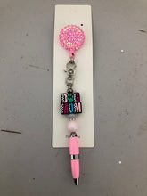 Load image into Gallery viewer, Beaded Rhinestone Badge Reel with Pen or Stylus added
