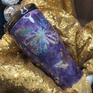30 ounce painted tumbler S64  Butterfly peek a boo
