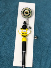 Load image into Gallery viewer, Beaded Rhinestone Badge Reel with Pen or Stylus added
