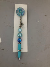 Load image into Gallery viewer, Beaded Rhinestone Badge Reel with Pen or Stylus added
