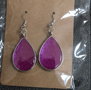 Pink fuschia dangle earrings.   Silver or gold