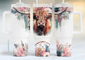 Highland Cow Western Country 40 ounce handled Tumbler