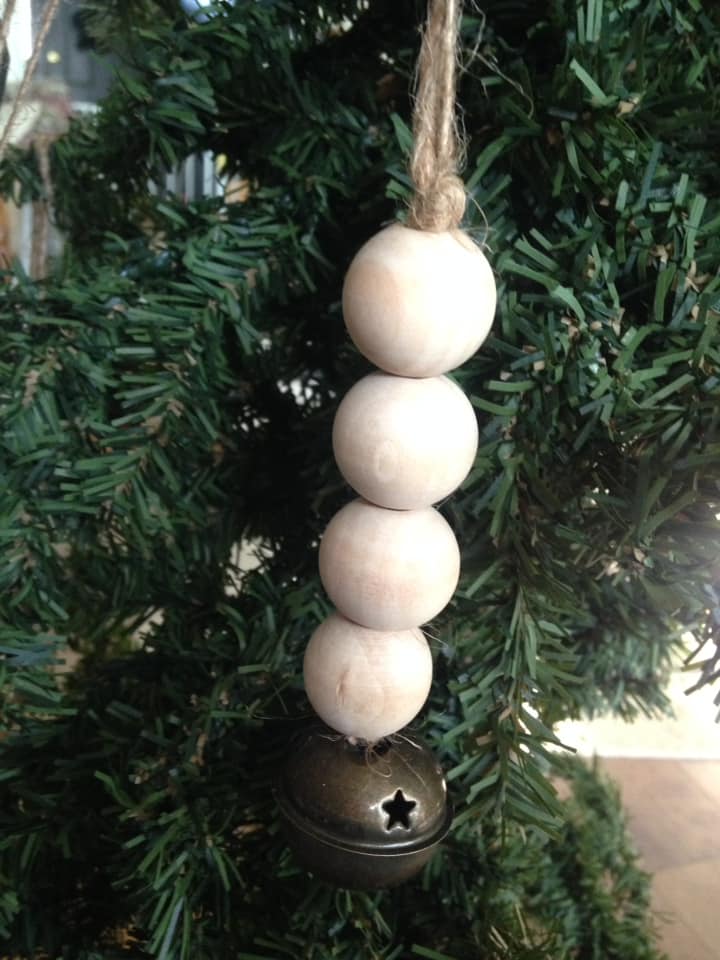 Wooden Bead Farmhouse style Ornament with Bell