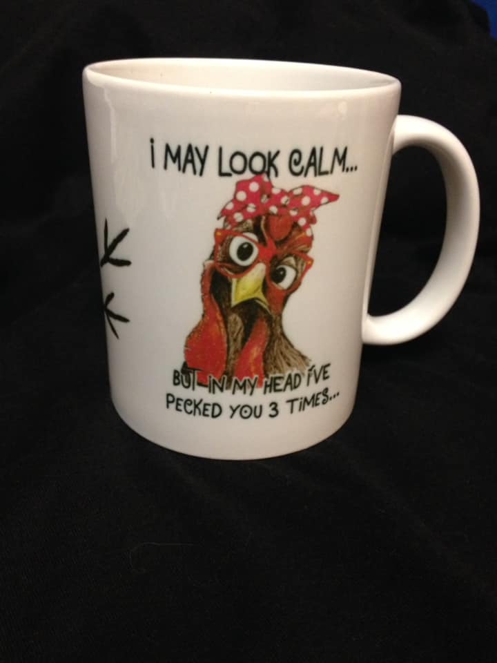 Hen Chicken with Bandanna or Rooster funny mug