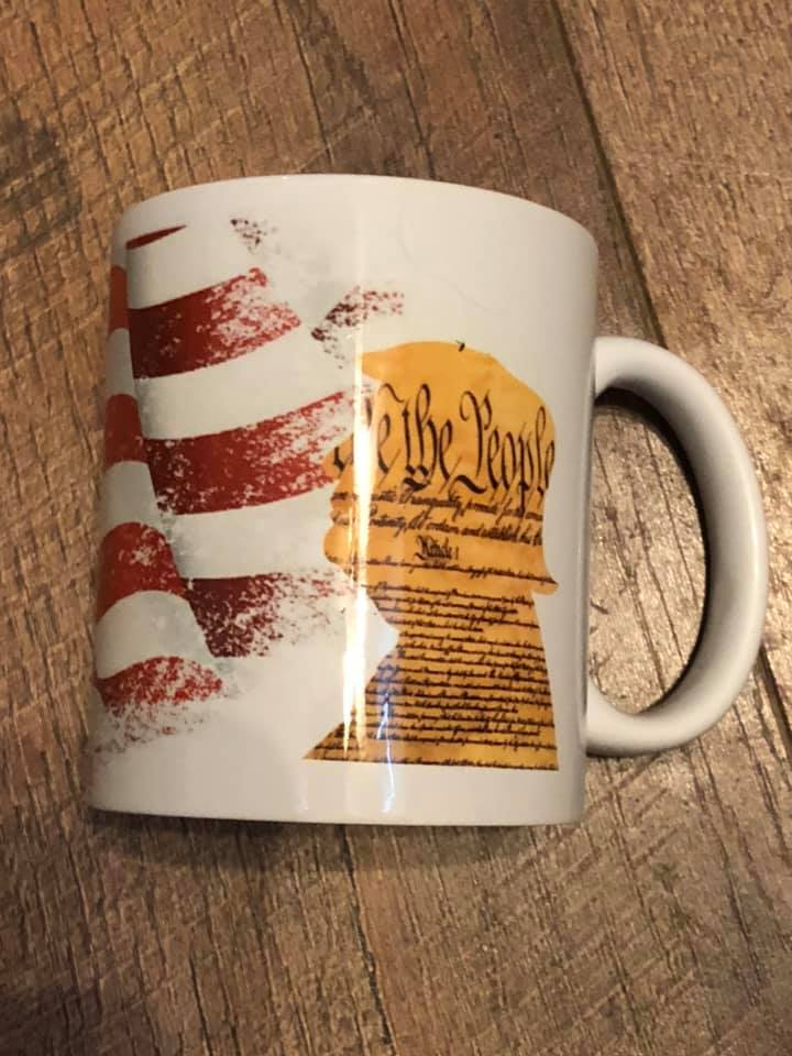 American Flag with Trump silhouette Constitution Mug Toto's Army