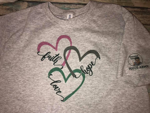 Faith, Love, Hope T-shirt with hearts