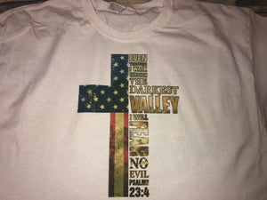 Flag Cross with Psalm 23:4   t-shirt