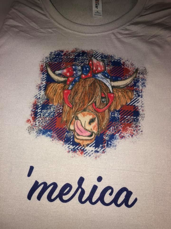 'merica Highland Cow Patriotic Flag t-shirt