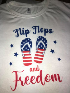Flip Flops and  Freedom Patriotic Flag t-shirt