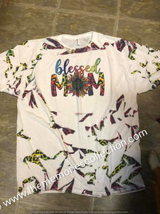 Blessed Mama Leopard Tie Dye "shattered glass" t-shirt