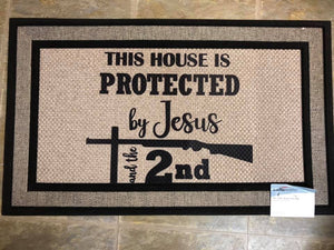 Home is Protected by Jesus and 2nd Door Mat