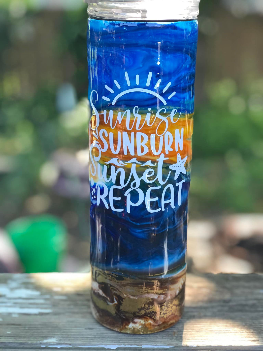 Sunrise Sunburn Sunset Repeat Finished Designer Tumbler #205  Ready to ship!  30 ounce tumbler