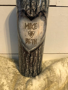 "Carved Wood" Coffee or Personalized Tumbler 20 or 30 oz