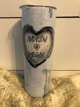 Load image into Gallery viewer, &quot;Carved Wood&quot; Coffee or Personalized Tumbler 20 or 30 oz
